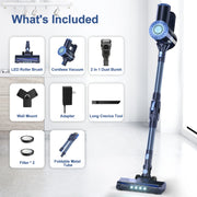 PrettyCare - Steelstofzuiger - Snoerloze stofzuiger - 25KPA - 1,2L capaciteit - Zakloos - HEPA - 160W - 180° buigbaar - Blauw