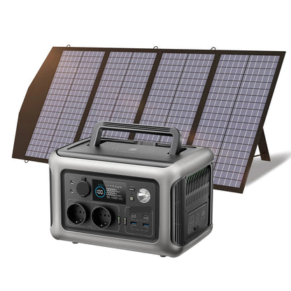 Powerstation - Generator - Aggregaat - Powerbank - Draagbare - 299Wh LiFePO4 - 600W AC Uitgang en 200W Zonnepaneel - voor Outdoor, Kamperen en Back-up Stroom