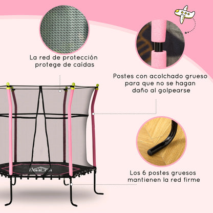 Kindertrek Trampoline Ø 110 cm - Safety Net - Springloos - Poeder - Coating - Steel - Outdoor - Indoor - 38 cm Hoogte