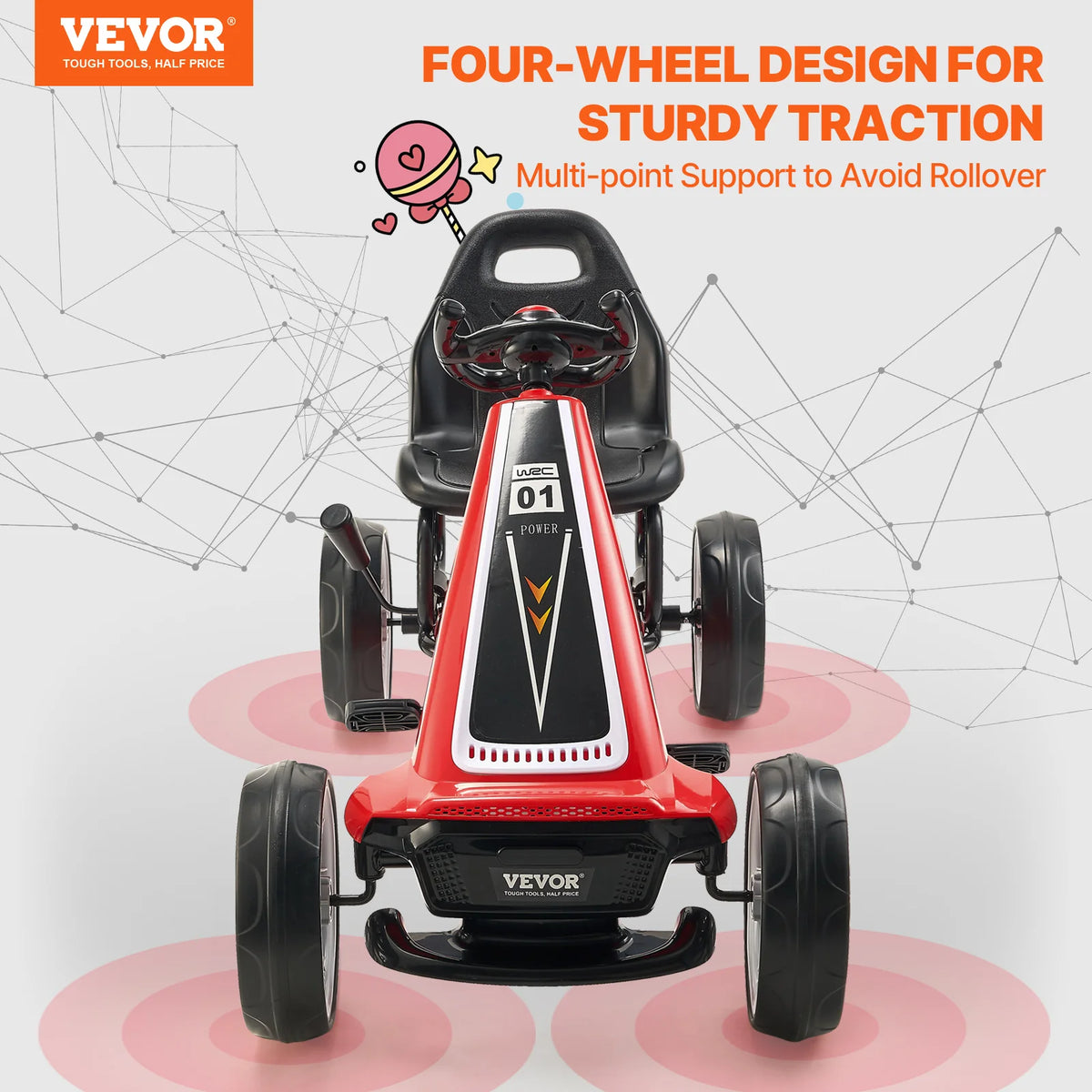 Go Kart voor Kinderen - vanaf 6 Jaar - Trapauto voor Jongens - als een Auto - 4 wielen Metaal + Kunststof -  Off-Road Pedaal Rijden Op Speelgoed - met Verstelbare Stoel - Buiten Raceauto - voor Kinderen - Jongens Geschenken - Rood