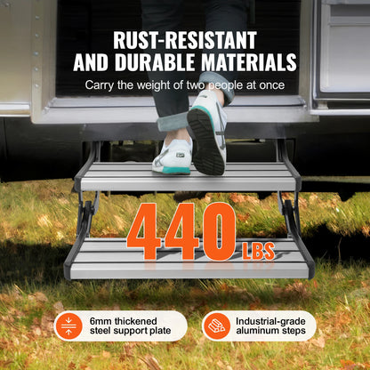 Campertrap – Instaptrede – Caravantrap – Kampeertrap – Vouwtrap – Aluminium & Staal – Anti-slip Treden – Draagvermogen 200 kg - QUORE