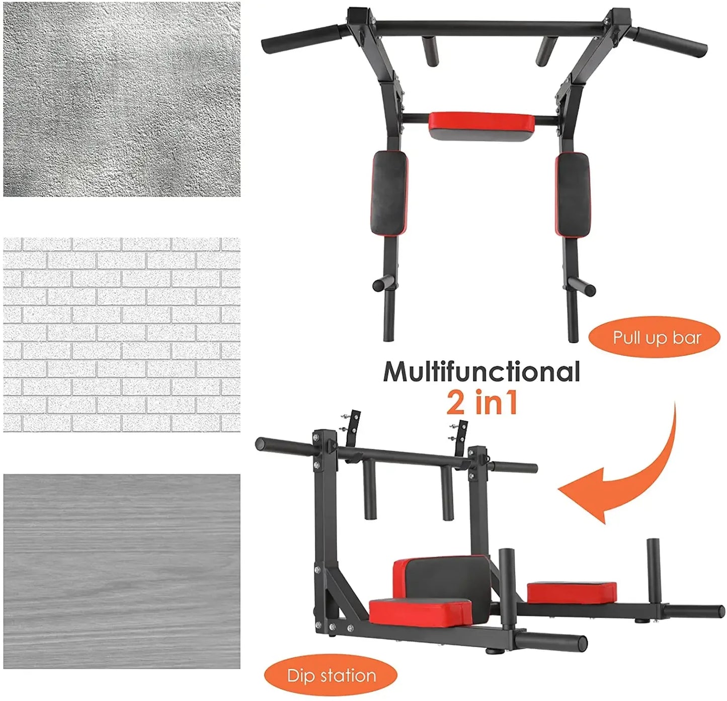 Optrekstang - Pull up bar - Pull up station - Pull up Tower - 300kg - Stevige Wandgemonteerde Optrekstang – Ideaal voor Thuisfitness en Krachttraining - QUORE