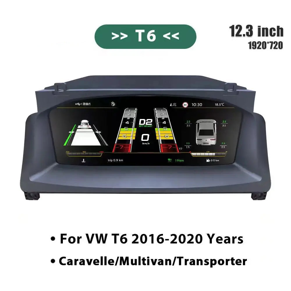 Digitaal Dashboard – Elektronisch Instrumentenpaneel – LCD Display – Auto Cockpit – VW T6 2016-2020 Variant – 10,25 Inch HD IPS Scherm – Wireless CarPlay & Android Auto