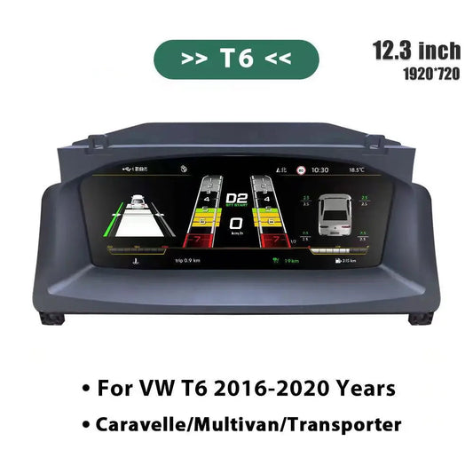 Digitaal Dashboard – Elektronisch Instrumentenpaneel – LCD Display – Auto Cockpit – VW T6 2016-2020 Variant – 10,25 Inch HD IPS Scherm – Wireless CarPlay & Android Auto
