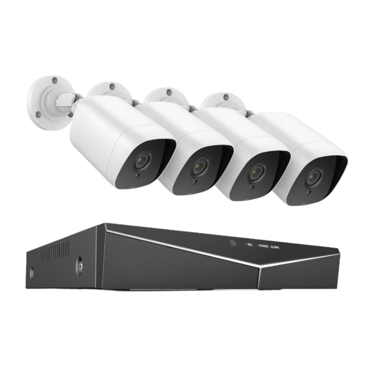 Beveiligingscamera - Beveiligingscamerasysteem - Camerabewaking - 8CH - 1080P Lite DVR - IP66 - Weerbestendig - Binnen - Buiten - 4 Stuks - 2.0MP Camera's - Ingebouwde HDD - Geen - Wit