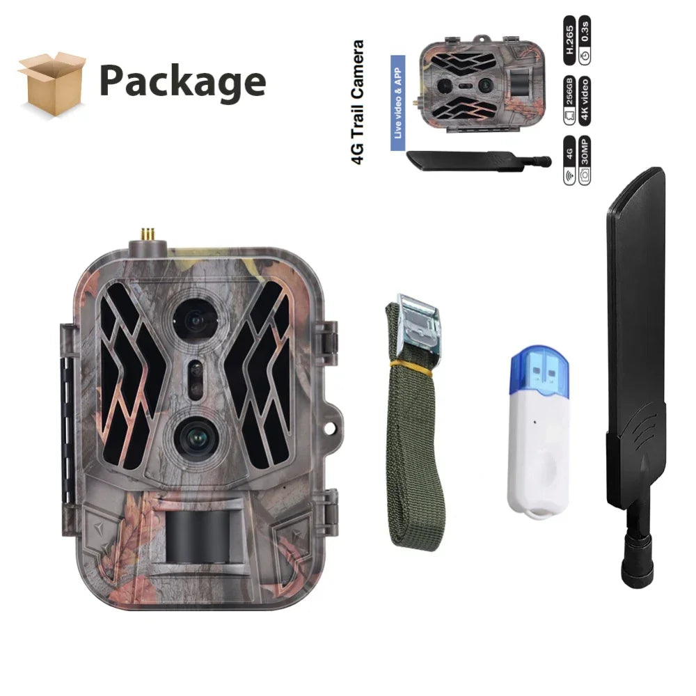 Wildcamera – Jachtcamera – Trailcamera – Buitencamera – Wildlife Camera – 4G Dual Lens – 4K 36MP Met Nachtzicht - Alleen Camera