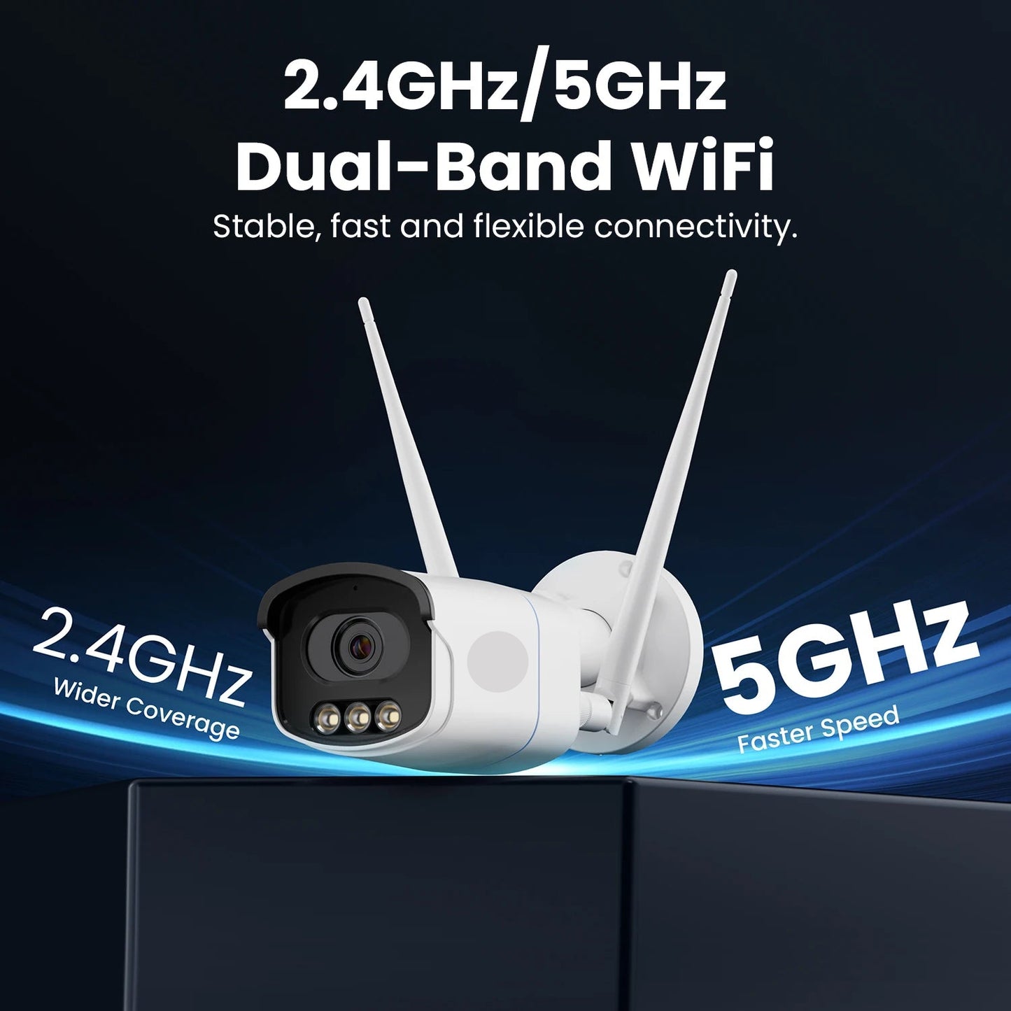 Beveiligingscamerasysteem - CCTV Camerasysteem - 8MP - AI Bewegingsdetectie - Openlucht- IP66 Waterdichte - Bewakingscamera - Beveiligingscamera - Draadloze – Full Color Nachtzicht – 3K HD CCTV Surveillance - 1 Stuk - Wit