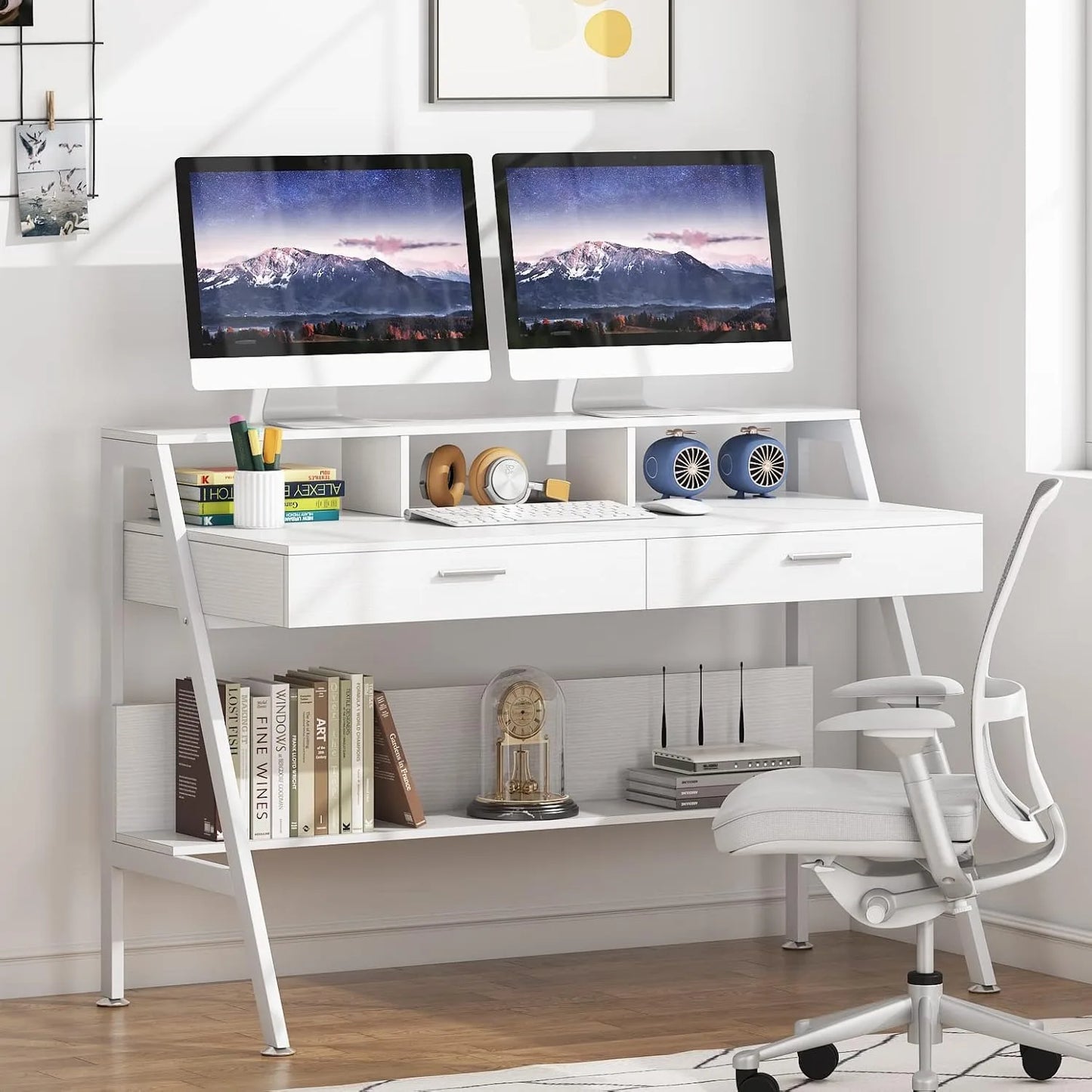 Bureau – Werkplek – Studieplek – Thuiswerkplek – Bureau Met Lade – Metalen Frame - 120 x 60 x 90 - Wit