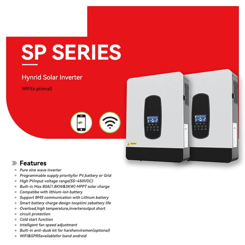 Zonne-omvormer – Hybride Omvormer – Solar Inverter – MPPT Laadregelaar – Acculader – 3000W Vermogen – Puur Sinusgolf Uitgang - QUORE