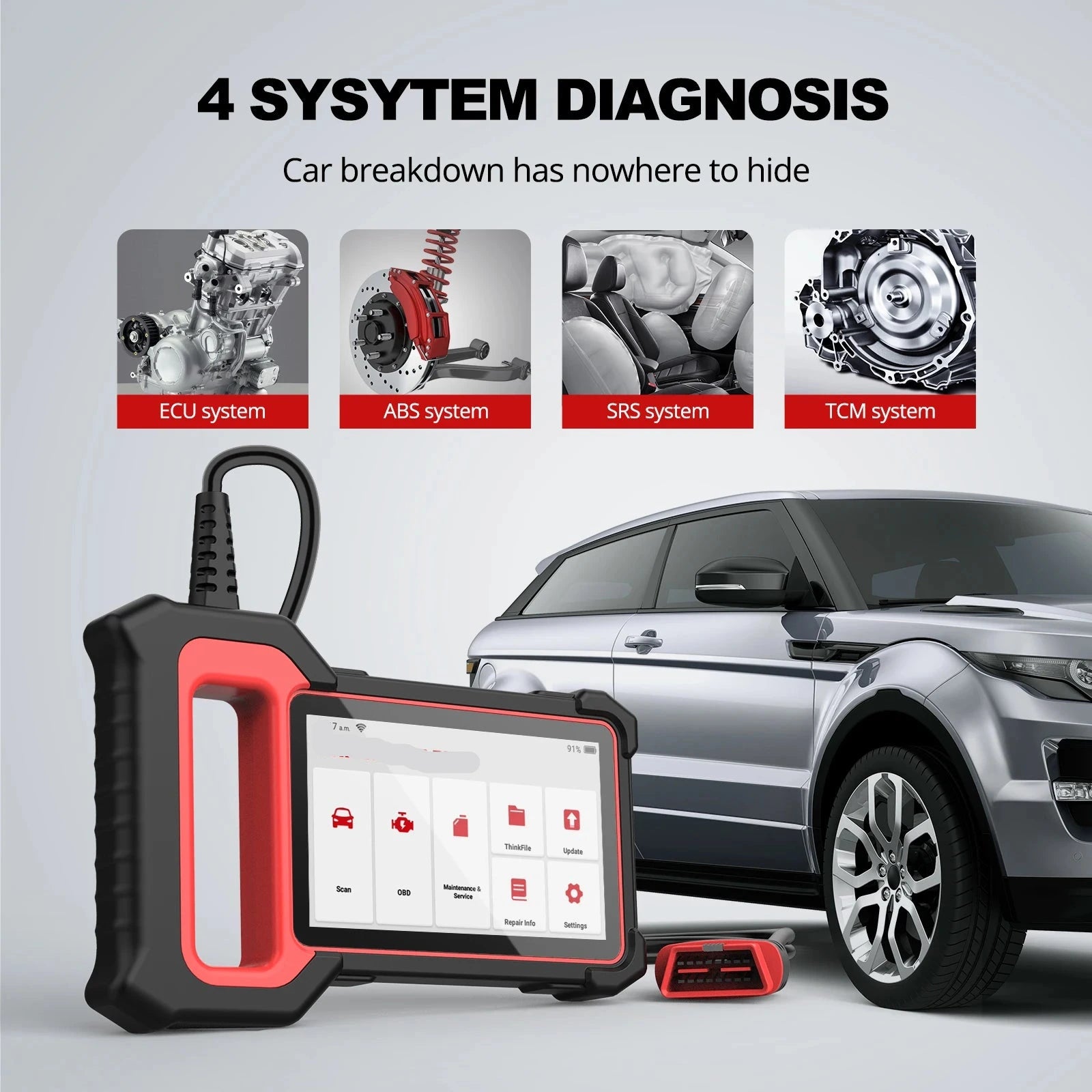 OBD2 Scanner - OBD - Diagnosecomputer - Uitleesapparatuur Auto - Auto Accessoires - Storing Verwijderen - Auto Uitlezen - ABS - SRS - ECM - TCM Systemen - 5" Touchscreen - QUORE