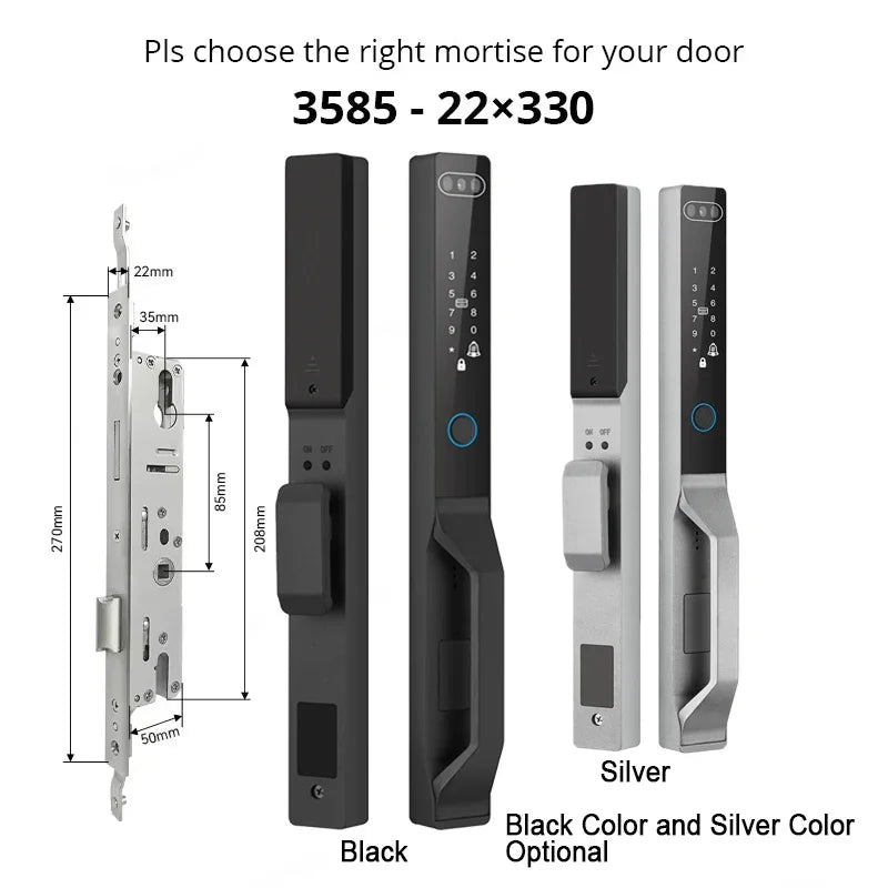 For Euro Mortise of 85/92 3D Face Recognition Smart Door Lock Tuya App Control IP68 Waterpoof Wifi Eletric Digital Smart Lock - QUORE