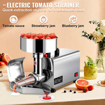 Elektrische Zeefmachine – Sausmaker – Jammachine – Fruitpers – Puréezeef – 370W Motor – RVS 304 – 2,7 Liter Capaciteit