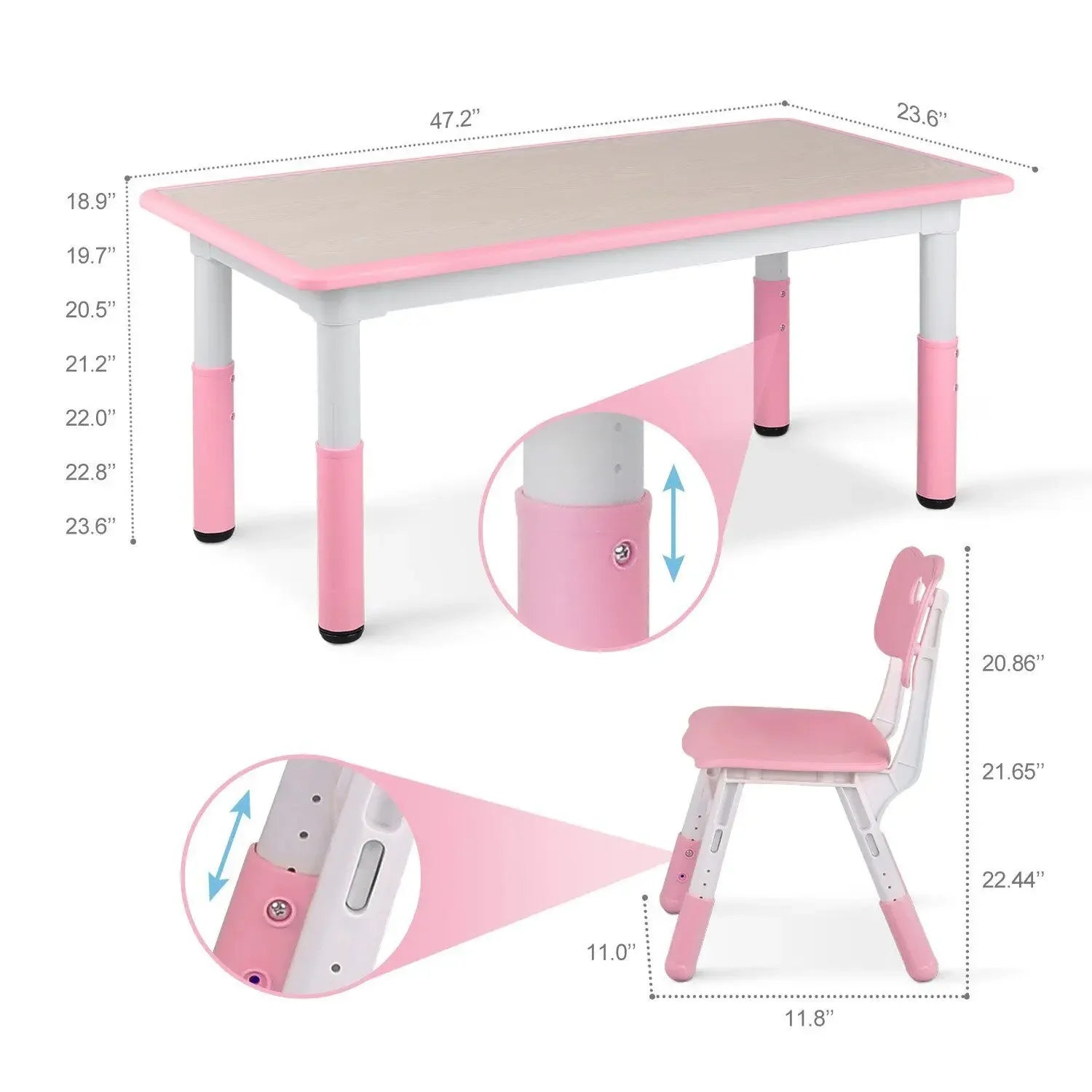 Speeltafel - Activiteiten Tafel - Stoelen - Tafel - Kinder Speeltafel en Stoelenset - Verstelbare - met 4 Stoelen – Blauw – Voor Peuters en Kleuters - QUORE
