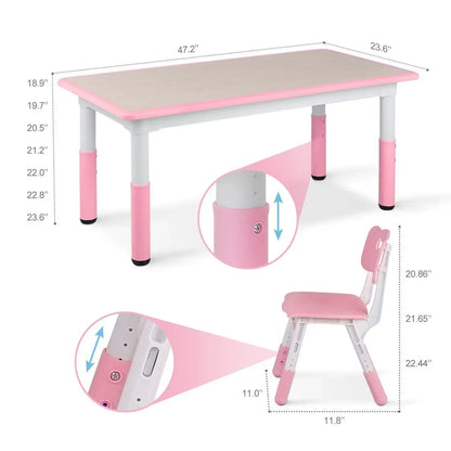 Kindermeubelset – Kinder Tafel En Stoelen – Speelmeubel – Tafel Met Stoelen – Verstelbare Kindermeubel – Verstelbare Hoogte – Duurzaam HDPE Plastic