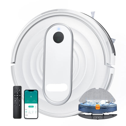Robotstofzuiger - Stofzuiger - Dweilrobot - Vacuum Cleaner - Robotstofzuiger met Dweilfunctie - Dweilsysteem - 4500PA Zuigkracht – Slimme App-Bediening – Geplande Navigatie – Tapijt- en Vloerreiniging