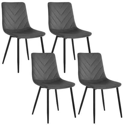 Eetkamerstoelset van 4 - Stoel - Woonkamerstoel - Eetkamer - 44 cm x 81 cm x 51 cm - Donkergrijs