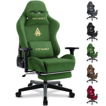 Ergonomische Bureaustoel – Gaming Stoel – Office Chair – Desk Chair – Computerstoel – Verstelbare Rugleuning – Ademend Suède Bekleding – Groene Kleur – Met Voetensteun - QUORE
