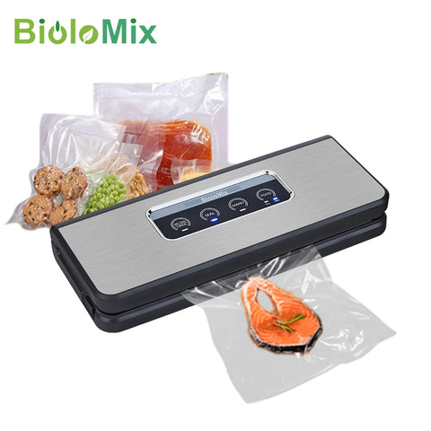 BioloMix - Vacuum Sealer - Vacuum Sealer - Electric Dry/Wet Food Packaging for Kitchen - Silver Gray