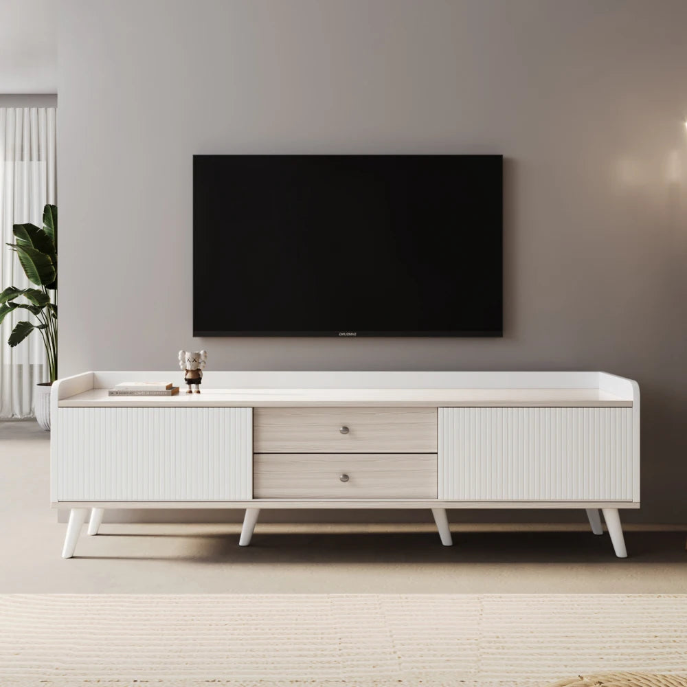 TV-Kast – TV-Meubel – TV-Stand – Mediameubel – Woonkamermeubel – Ruime Opbergruimte Met 2 Laden – Stijlvolle Zwart-Houten Afwerking