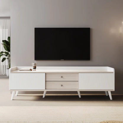 TV-Kast – TV-Meubel – TV-Stand – Mediameubel – Woonkamermeubel – Ruime Opbergruimte Met 2 Laden – Stijlvolle Zwart-Houten Afwerking