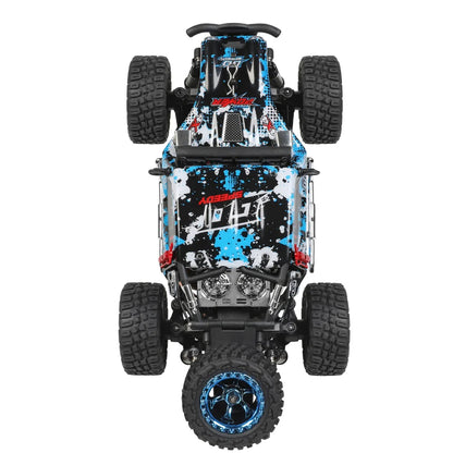Auto Speelgoed - met 2 x Batterij - LED Verlichting - Afstandsbediening - Monstertruck - 4WD - 30km/h - Hoge Snelheid Racewagen Speelgoed - 47.5 x 9.4 x 5.5 cm - Blauw