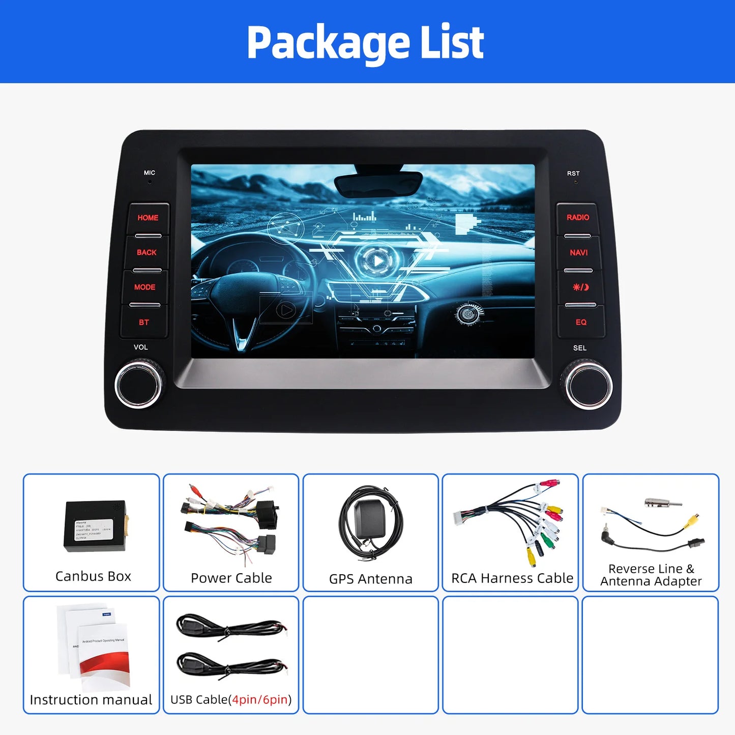 ESSGOO Android 14 Car Radio Carplay For Fiat Panda 2003-2012 GPS Navigation MP5 Player Bluetooth Car Stereo HD Touchscreen - QUORE