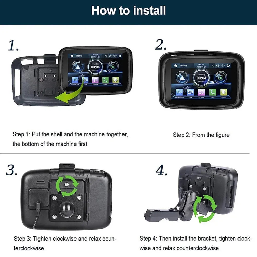 Motorfiets GPS – Motornavigatie – Draadloze Navigatie – Motorhouder – Scherm – 5 Inch HD Touchscreen – Waterdicht IPX7
