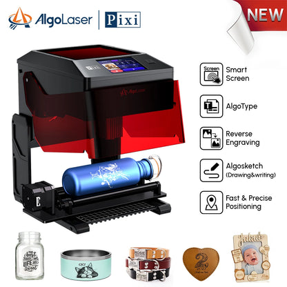 AlgoLaser PIXI Laser Engraver Portable 3/5/10W Power Covered 3.5"Touch Screen Business Engraving Machine Customized Artwork Tool