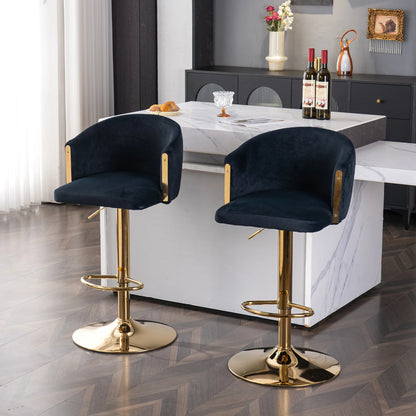 Barstoelen – Barkrukken – Stoelen Voor Bar – Keukenstoelen – Verstelbare Hoogte – Velvet Bekleding – Metalen Voet