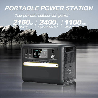 Draagbare Power Station – Mobiele Stroomvoorziening – Noodstroomgenerator – Outdoor Accu – 2160Wh Capaciteit – 2400W Uitgangsvermogen