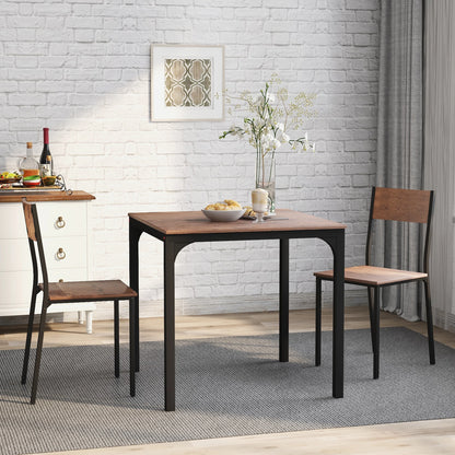 Eetkamerset – Eethoek – Tafel En Stoelen – Compact – Ruimtebesparend – MDF Tafelblad Met PVC – Metalen Frame Poedergecoat