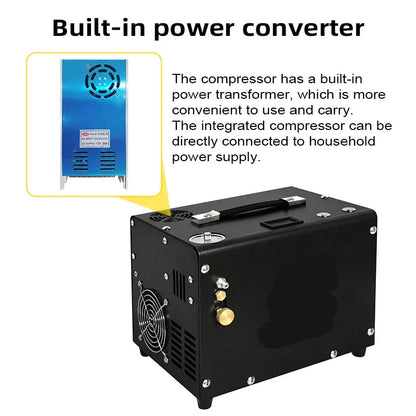 Luchtcompressor - Compressor - Luchtpomp - Air Compressor - 4500Psi - 300bar - PCP - Hoge Druk Compressor – Ingebouwde 12V Voedingsadapter – Geschikt voor Scuba Tanks en Luchtgeweren – Auto Stop Versie – 220V