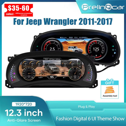 12,3 Inch Digitaal Dashboard – LCD Instrumentenpaneel – Virtuele Cockpit – Auto Display – Dashboard Upgrade – HD 1920x720 Resolutie – Plug & Play Installatie – Anti-Glare Scherm