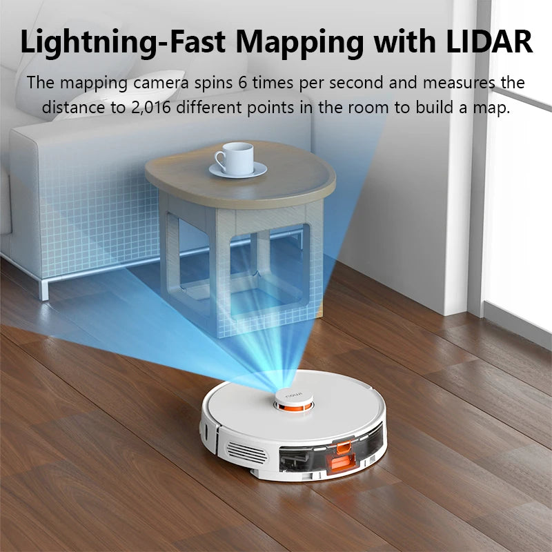 Robotstofzuiger – Robotstofzuiger met dweilfunctie – Robotmop – Automatisch Reinigingsapparaat – Slimme Schoonmaakrobot – Variant RV L11 – 2700 Pa Zuigkracht – Geavanceerde LiDAR Navigatie