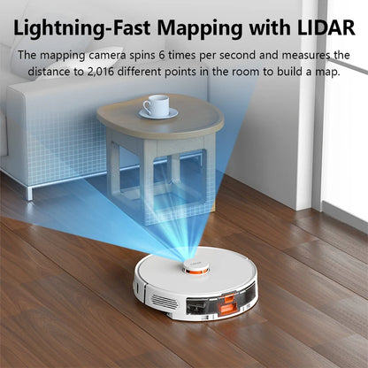 Robotstofzuiger – Robotstofzuiger met dweilfunctie – Robotmop – Automatisch Reinigingsapparaat – Slimme Schoonmaakrobot – Variant RV L11 – 2700 Pa Zuigkracht – Geavanceerde LiDAR Navigatie