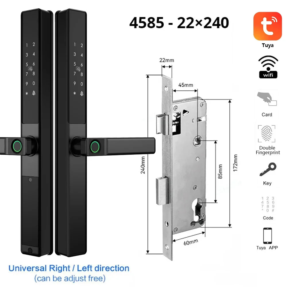 Vingerafdrukslot – Slimme Deurslot – Elektronisch Slot – Smart Lock – Deurklink Slot – Wifi Connectiviteit – IP67 Waterdicht – Aluminium Materiaal