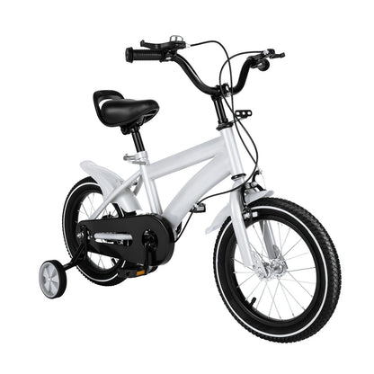 Kinderfiets - Kinderfiets met Zijwielen - 14inch - Stoere Fiets voor Kinderen 2-4 Jaar – Verstelbaar Zadel en Stuur – Met Opbergbak en Mand - Perfect voor Leren Fietsen -  Verstelbare Hoogte, Carbon Staal & Zijwieltjes - Wit