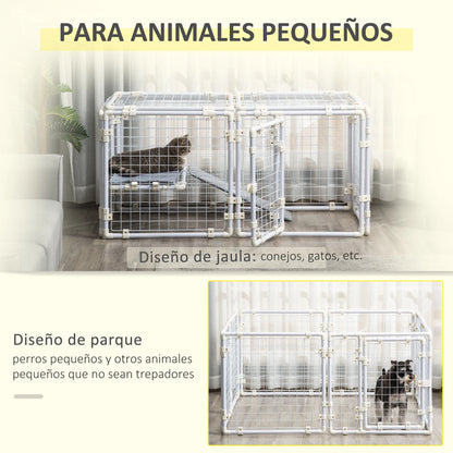 Modulaire Dierenren – Knaagdierren – Huisdierenren – Speelren – Binnenren – Stevig Staal – Vilten Mat - 143 x 74 x 140 cm - QUORE