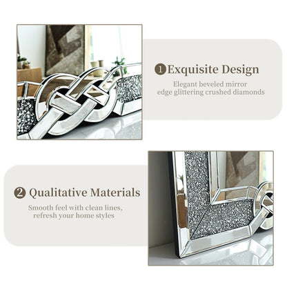 Wandspiegel - met Crushed Diamond Rand - Spiegel - Luxe Zilveren - Decoratieve - Rechthoekig - Sprankelende Diamanten Rand - Sterk Verpakt
