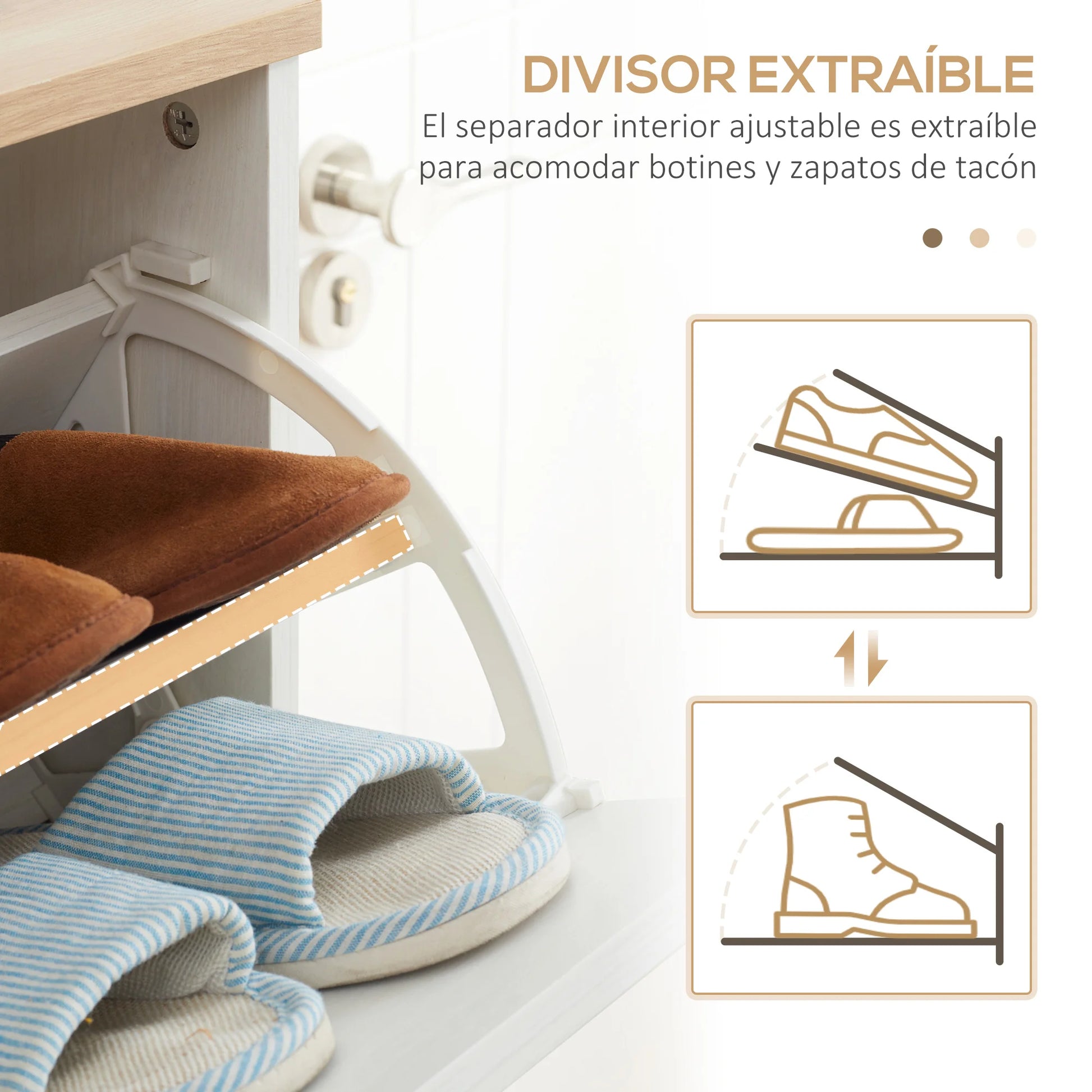 Schoenenrek Hout – Schoenenkast – Schoenenopberger – Schoenenrek Voor Hal – Compact Ontwerp – Verstelbare Binnenplank – Opslag Voor 12 Paar – Duurzaam Melamine - 70 x 23,5 x 122 cm - Wit - QUORE
