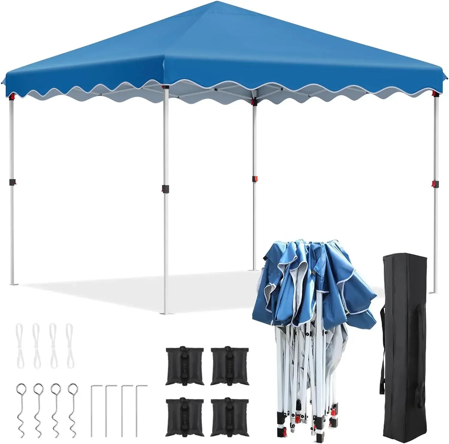 Tuinpaviljoen - Partytent - Partytenten - Paviljoen - Easy up Partytent - 3x3m - Waterdicht - Pop-up Tent - Opvouwbare - Inclusief 4 Gewichtszandzakken en Draagtas - Blauw