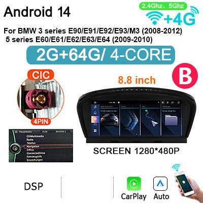 Car Radio – Auto Stereo – Multimedia Speler – Navigatiesysteem – Touchscreen – Android 14 Besturingssysteem – 8.8 Inch Scherm – CarPlay & GPS Compatibel