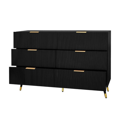 Kast – Dressoir – Ladekast – Opbergkast – Living – Matzwart – 6 Lades – Hoogwaardig Houtmateriaal 120x77x40 cm