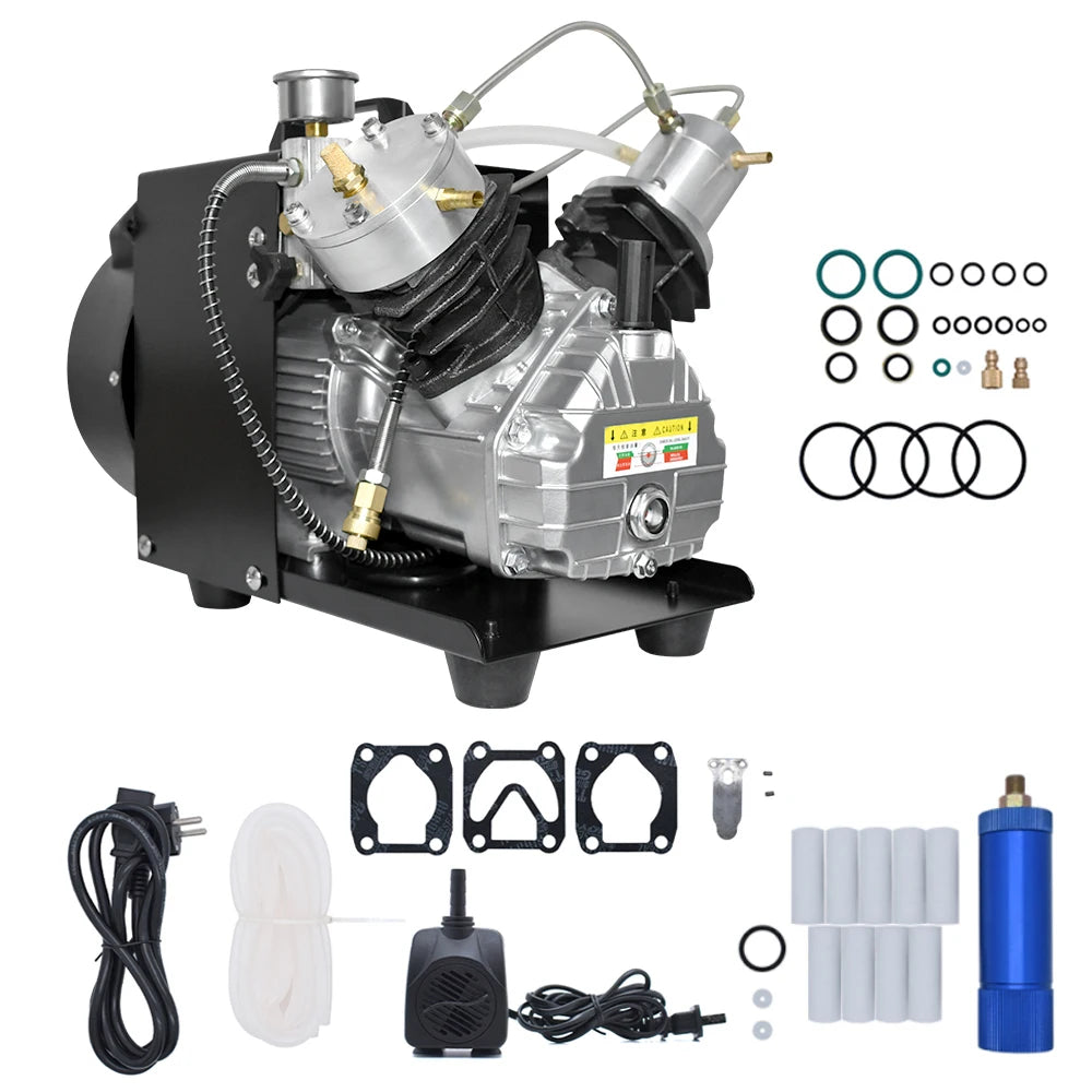 Luchtcompressor - Hoge Druk Luchtcompressor - Airpress Compressor - 300Bar - 4500Psi PCP - 220V - met Dubbele Cilinderkop - voor PCP-Geweerduiken - QUORE