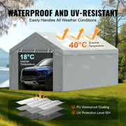 Tent - Vervangende Overkapping - Pickup Truck Tent - Zonder Frame - 10x20 ft - Garage Tent - Shelter Tarp - Waterdicht & UV-beschermd - Tuin Buiten Carport - Grijs