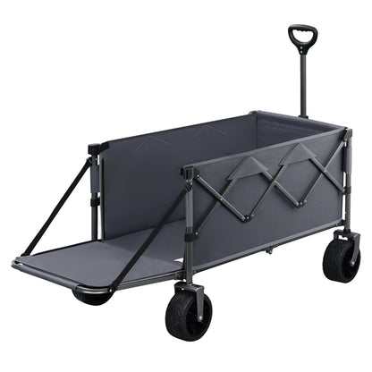 Bolderkar - Transportkar - Handkar - Bolderkar Opvouwbaar - Bolderwagen - met Achterdeur en Wielen - Bolderkarren - Tuinkar - voor Picknick, Strand en Tuin - 200L Grote Capaciteit - Grijs