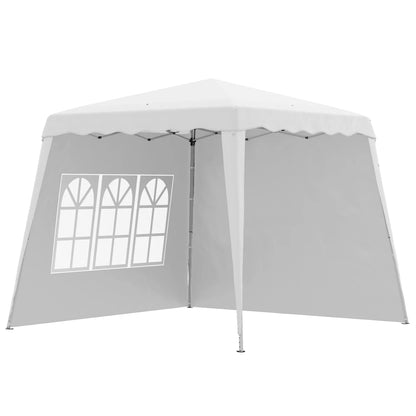 Paviljoen - Tuinpaviljoen - Partytent - Tuintent - Pop-up Kliksysteem - Stabiel Opvouwbaar - Waterdicht - Winterbestendig - met 2 Zijwanden - Oxford-stof - 2.89 x 2.89 m - Wit