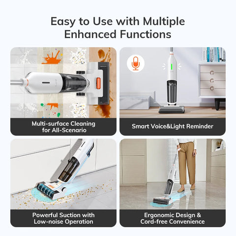 Cordless Stick Vacuum Cleaner - Electric Mop - Cordless Vacuum Cleaner - Electric Floor Cleaner - Vacuum Cleaner - Stick Vacuum Cleaners - Vacuum Cleaner - 5500Pa Suction Power - 1 Min Self-Cleaning, with Large Double Water Tank