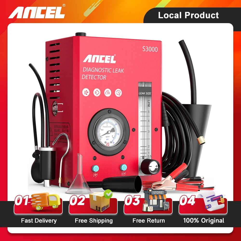 ANCEL S3000 Smoke Machine Automotive Built-in Air Compressor 12V EVAP Diagnostic Tool Vacuum Tester Fuel Pipe Leakage Locator - QUORE