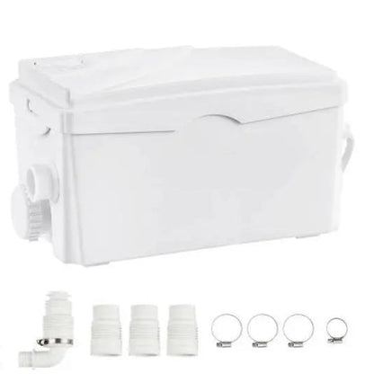 Macerator Pomp - Waterpomp - Vuilwaterpomp - 350W - 6000 L/u Capaciteit - 7m Opvoerhoogte - 3 Inlaten voor Afvalwater Verwerking - QUORE